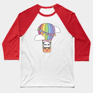 Cute Panda In Hot Air Balloon Doodle Baseball T-Shirt